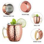 LIVEHITOP Moscow Mule Copper Mugs Set of 2, Copper Cups 19.5 Oz Cocktail Kit with Straw Coaster for Wine, Beer, Cold Drink, Bar, Party, Gifts